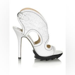 Camilla Skovgaard White Croc Embossed High Heel Pumps Shoes SZ 38.5 EU